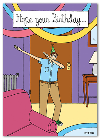 BD235 BD235 funny wholesale birthday card from Snafu. A great birthday card for men getting older, it is a card about doing the dab